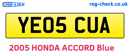 YE05CUA are the vehicle registration plates.