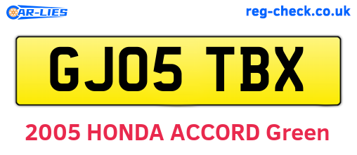GJ05TBX are the vehicle registration plates.