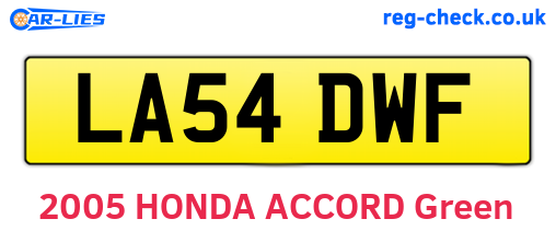 LA54DWF are the vehicle registration plates.