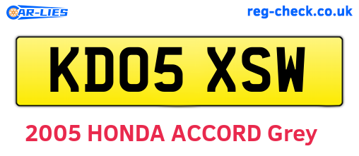 KD05XSW are the vehicle registration plates.