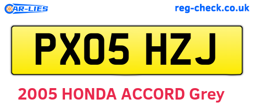PX05HZJ are the vehicle registration plates.