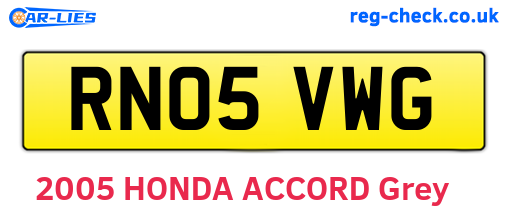 RN05VWG are the vehicle registration plates.