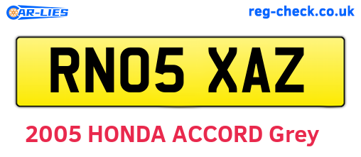 RN05XAZ are the vehicle registration plates.