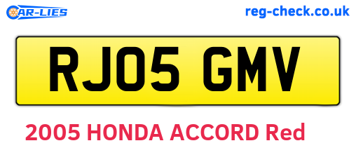 RJ05GMV are the vehicle registration plates.