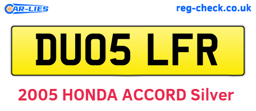 DU05LFR are the vehicle registration plates.