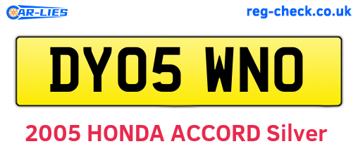 DY05WNO are the vehicle registration plates.