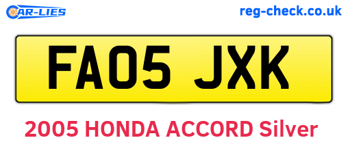 FA05JXK are the vehicle registration plates.