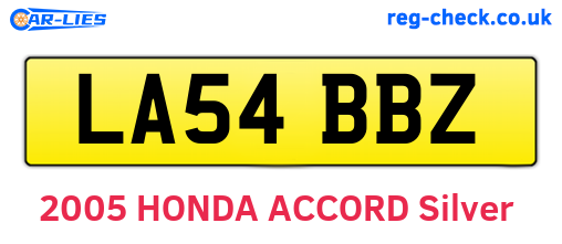 LA54BBZ are the vehicle registration plates.