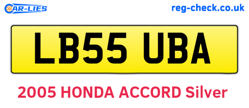 LB55UBA are the vehicle registration plates.