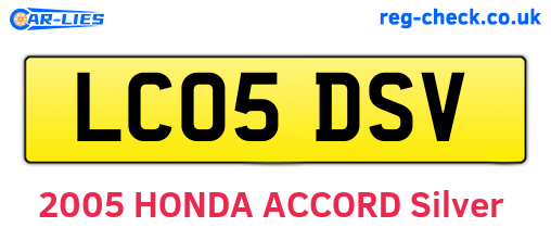 LC05DSV are the vehicle registration plates.