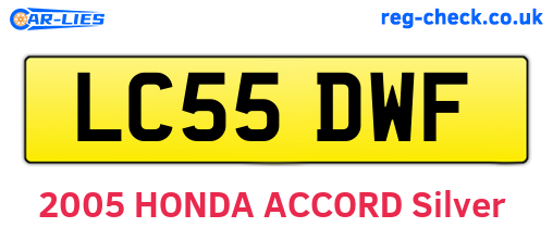 LC55DWF are the vehicle registration plates.