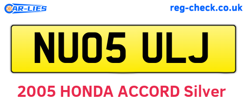 NU05ULJ are the vehicle registration plates.