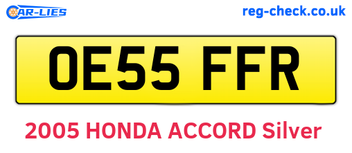 OE55FFR are the vehicle registration plates.