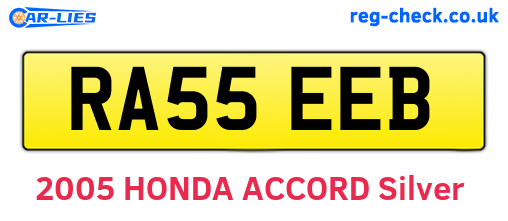 RA55EEB are the vehicle registration plates.