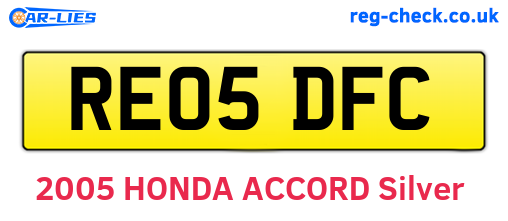 RE05DFC are the vehicle registration plates.