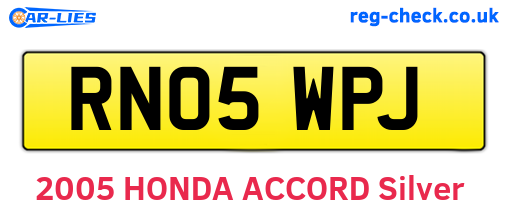 RN05WPJ are the vehicle registration plates.