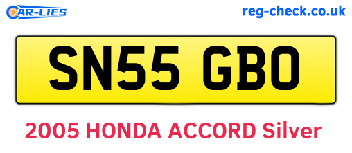 SN55GBO are the vehicle registration plates.