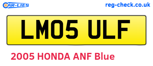 LM05ULF are the vehicle registration plates.