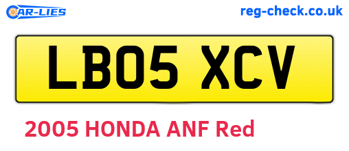 LB05XCV are the vehicle registration plates.