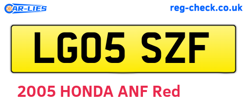 LG05SZF are the vehicle registration plates.