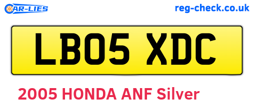 LB05XDC are the vehicle registration plates.
