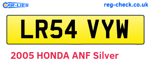 LR54VYW are the vehicle registration plates.
