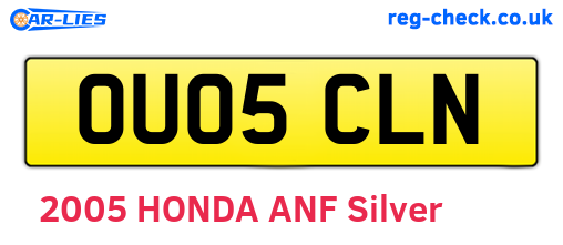 OU05CLN are the vehicle registration plates.