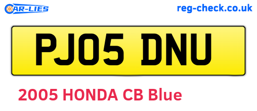 PJ05DNU are the vehicle registration plates.