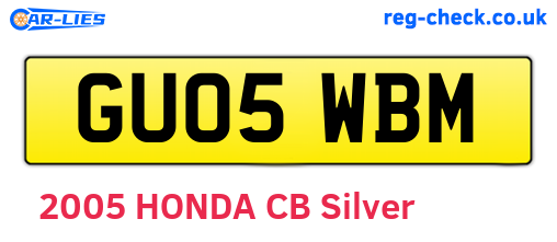 GU05WBM are the vehicle registration plates.