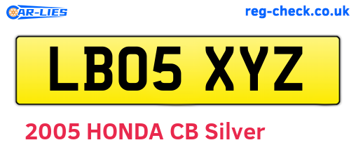 LB05XYZ are the vehicle registration plates.