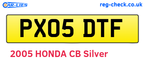 PX05DTF are the vehicle registration plates.