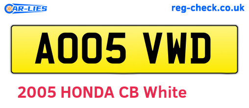 AO05VWD are the vehicle registration plates.