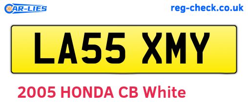 LA55XMY are the vehicle registration plates.