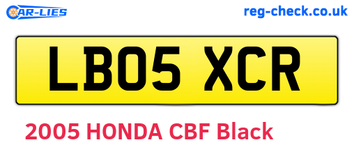 LB05XCR are the vehicle registration plates.