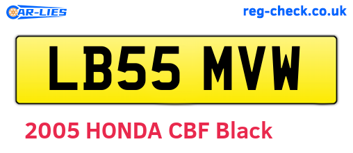 LB55MVW are the vehicle registration plates.
