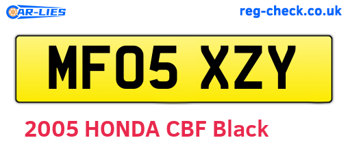 MF05XZY are the vehicle registration plates.