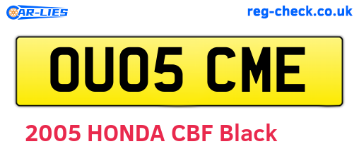 OU05CME are the vehicle registration plates.
