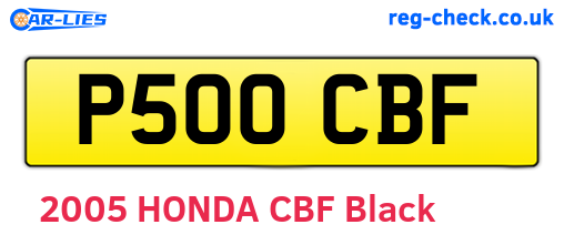 P500CBF are the vehicle registration plates.