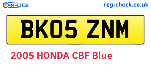 BK05ZNM are the vehicle registration plates.