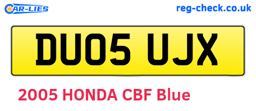 DU05UJX are the vehicle registration plates.