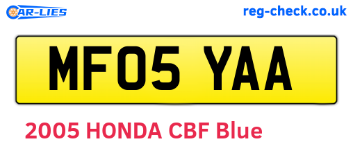 MF05YAA are the vehicle registration plates.
