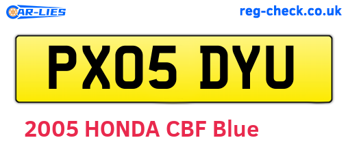 PX05DYU are the vehicle registration plates.