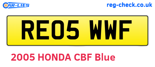 RE05WWF are the vehicle registration plates.
