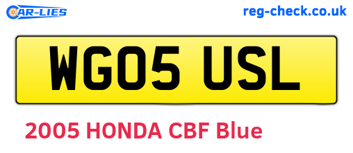 WG05USL are the vehicle registration plates.
