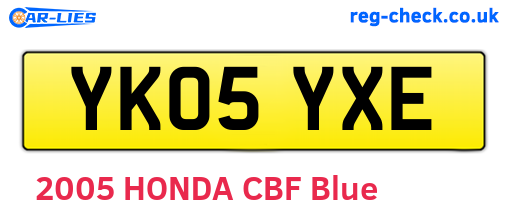 YK05YXE are the vehicle registration plates.
