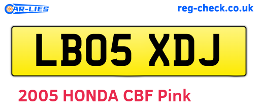 LB05XDJ are the vehicle registration plates.