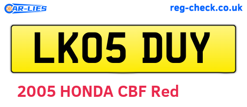 LK05DUY are the vehicle registration plates.