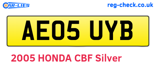 AE05UYB are the vehicle registration plates.