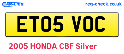 ET05VOC are the vehicle registration plates.