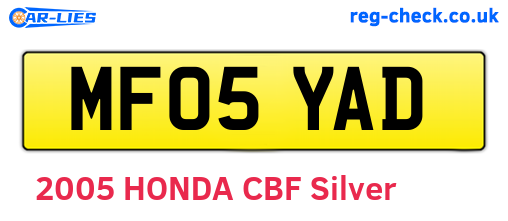 MF05YAD are the vehicle registration plates.